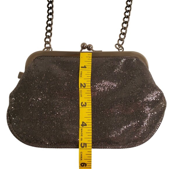 Express Women's Black Sequin Shoulder Clutch Purse with Kiss lock Closure. - Picture 5 of 6